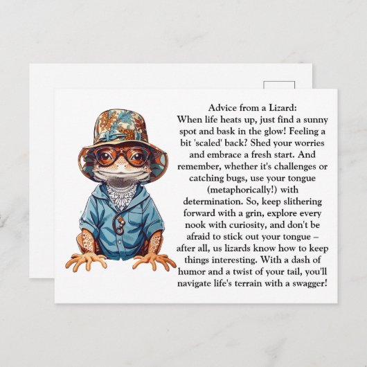 Funny Advisor von einer Lizard Postkarte (Vorne/Hinten)