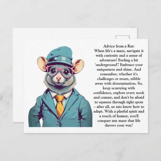 Funny Advisor von einer Ratte Postkarte (Vorne/Hinten)