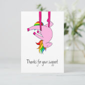 Funny Aerial Silks Unicorn Danke Karte (Stehend Vorderseite)