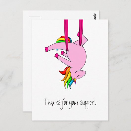 Funny Aerial Silks Unicorn Danke Postkarte (Vorne/Hinten)