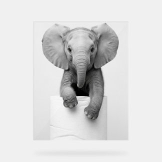 Funny Aesthetic Baby Elephant ToiletPaper Wildlife Acrylschild