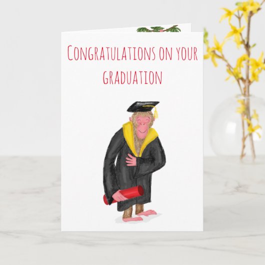Funny Affe Abschluss Gratulationen Karte (Gelbe Blume)