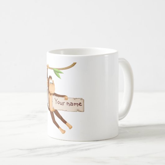 Funny Affe hält Ihren Text Kaffeetasse (VorderseiteRechts)