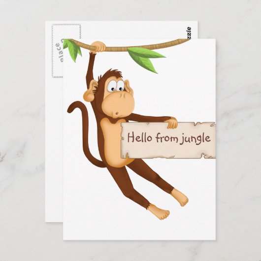 Funny Affe hält Ihren Text Postkarte (Vorne/Hinten)