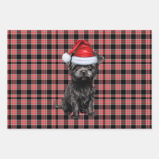 Funny Affenpinscher Weihnachtsgeburt Kariert Geschenkpapier Set (Vorderseite)