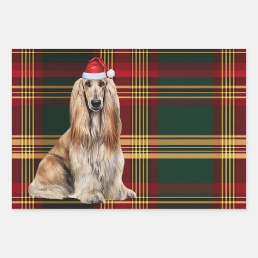 Funny Afghan Hound Christmas Dog Holiday Plaid Geschenkpapier Set (Vorderseite 2)