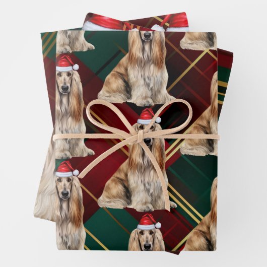 Funny Afghan Hound Christmas Dog Holiday Plaid Geschenkpapier Set (Beispiel)