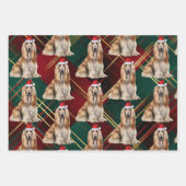 Funny Afghan Hound Christmas Dog Holiday Plaid Geschenkpapier Set (Vorderseite)