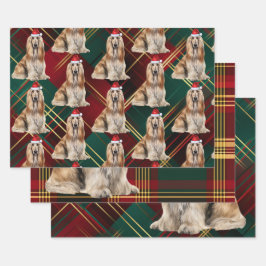 Funny Afghan Hound Christmas Dog Holiday Plaid Geschenkpapier Set