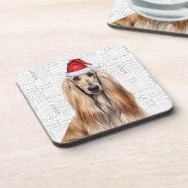 Funny Afghan Hound Dog Woof Word Art Holiday Getränkeuntersetzer