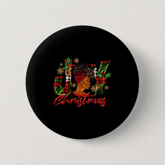 Funny African American Joy Christmas Black Woman A Button (Vorderseite)