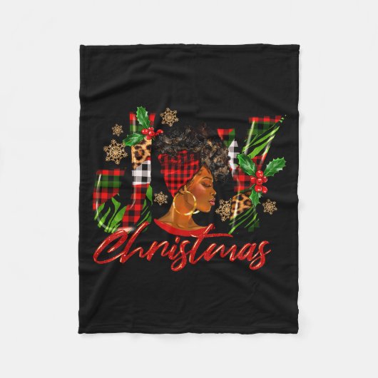 Funny African American Joy Christmas Black Woman A Fleecedecke (Vorderseite)