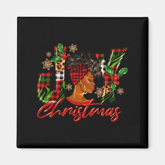 Funny African American Joy Christmas Black Woman A Magnet (Vorne)