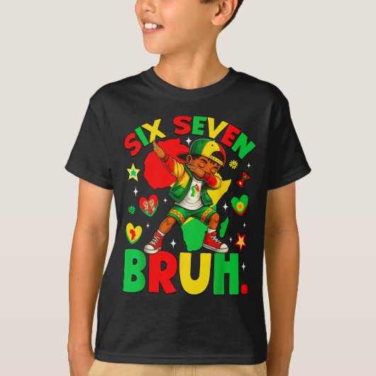 Funny African Black Dabbing Bruh Seven History Ame T-Shirt (Vorderseite)
