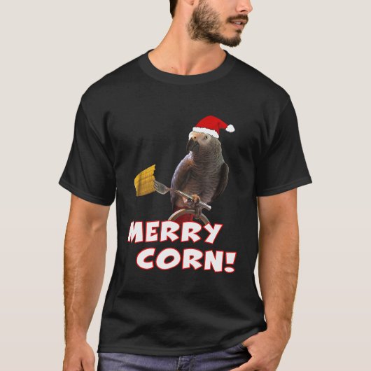 Funny African Gray Parrot Merry Mais Weihnachten T-Shirt (Vorderseite)