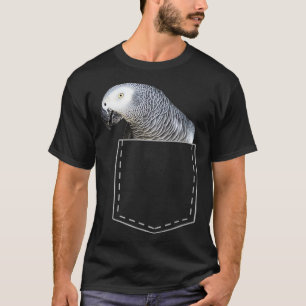 Funny African Gray Parrot Tshirt Pocket Grau T-Shi