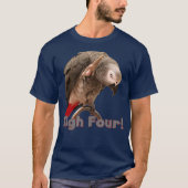 Funny African Gray Parrot Wave High Four T-Shirt (Vorderseite)