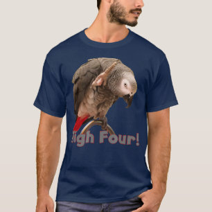 Funny African Gray Parrot Wave High Four T-Shirt