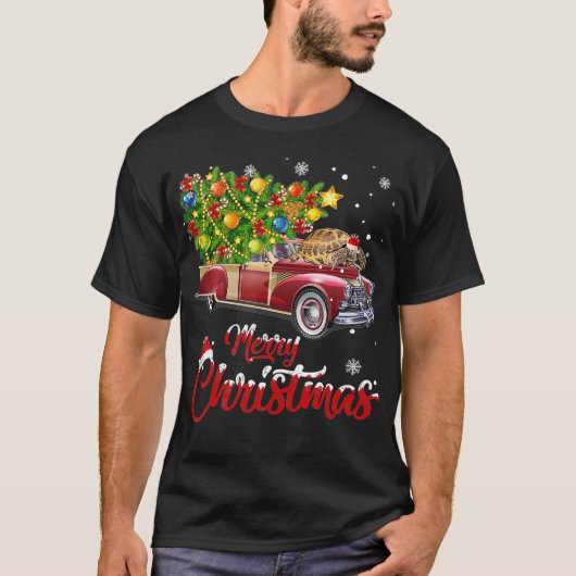 Funny African Sulcata Tortoise Autofahren Weihnach T-Shirt (Vorderseite)