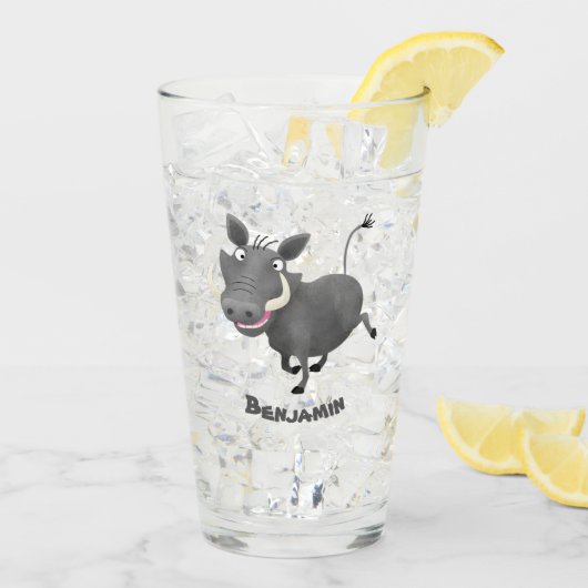 Funny African Warthody Schwein Cartoon personalisi Glas (Rückseite Ice)