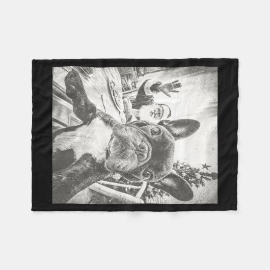 Funny Ai French Bulldog Selfie With Santa Claus Ch Fleecedecke (Vorderseite (Horizontal))