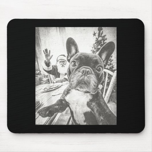 Funny Ai French Bulldog Selfie With Santa Claus Ch Mousepad (Vorne)