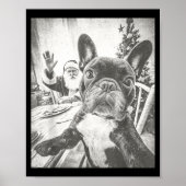 Funny Ai French Bulldog Selfie With Santa Claus Ch Poster (Vorne)