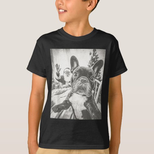 Funny Ai French Bulldog Selfie With Santa Claus Ch T-Shirt (Vorderseite)