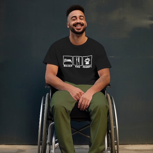 Funny AI Prompting T - Shirt | Schwarz-weiß Robot