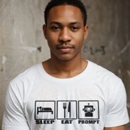 Funny AI Prompting T - Shirt | Schwarz-weiß Robot