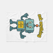 Funny Ai Robot With Ask Anything Quote _ Geek Tee Fleecedecke (Vorderseite (Horizontal))