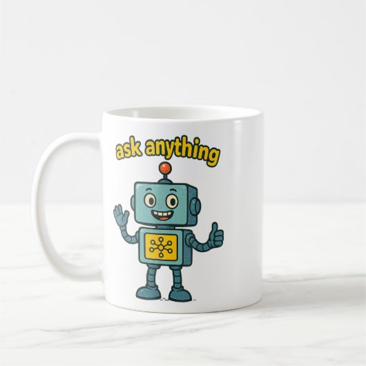 Funny Ai Robot With Ask Anything Quote _ Geek Tee  Kaffeetasse (Links)