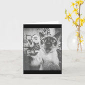 Funny Ai Siamese Cat Selfie With Santa Claus Chris Karte (Gelbe Blume)