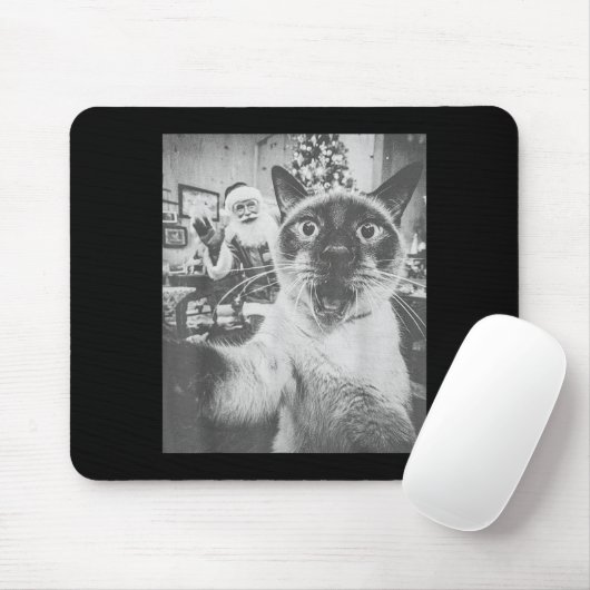 Funny Ai Siamese Cat Selfie With Santa Claus Chris Mousepad (Mit Mouse)