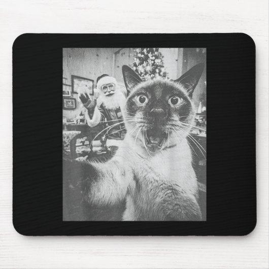 Funny Ai Siamese Cat Selfie With Santa Claus Chris Mousepad (Vorne)