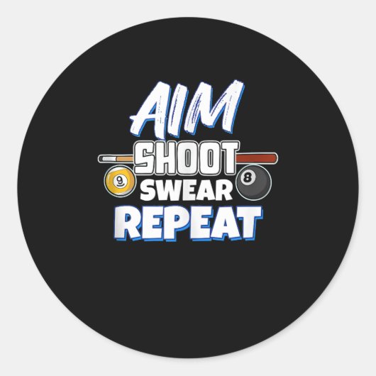Funny Aim Pool Player Geschenk Billiard Balls Runder Aufkleber (Vorderseite)