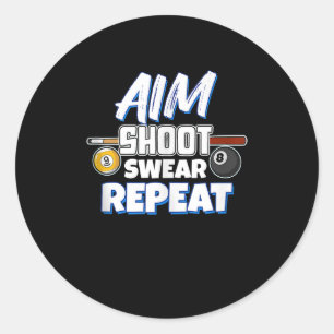 Funny Aim Pool Player Geschenk Billiard Balls Runder Aufkleber