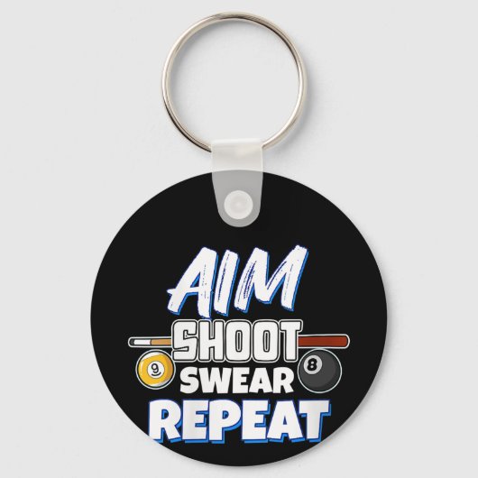 Funny Aim Pool Player Geschenk Billiard Balls Schlüsselanhänger (Vorderseite)