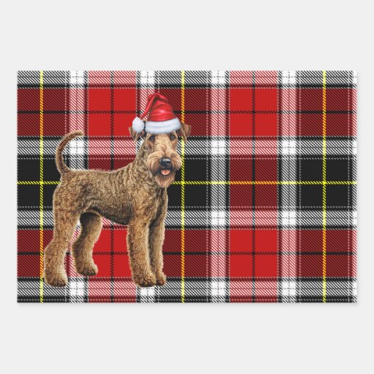 Funny Airedale Terrier Christmas Dog Holiday Karie Geschenkpapier Set (Vorderseite 2)