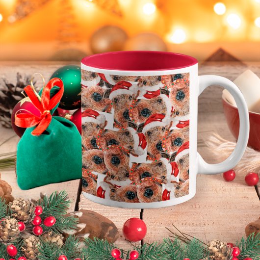 Funny Airedale Terrier Christmas Pattern Zweifarbige Tasse