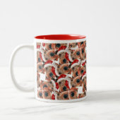 Funny Airedale Terrier Christmas Pattern Zweifarbige Tasse (Links)