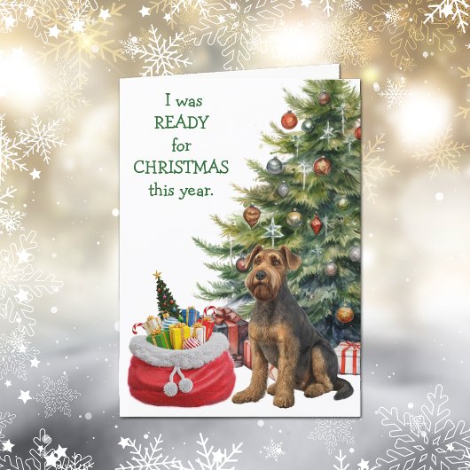 Funny Airedale Terrier Dog Bereit Weihnachten