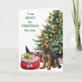 Funny Airedale Terrier Dog Bereit Weihnachten (Vorderseite)