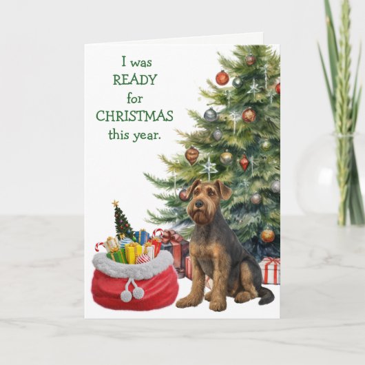 Funny Airedale Terrier Dog Bereit Weihnachten (Vorderseite)