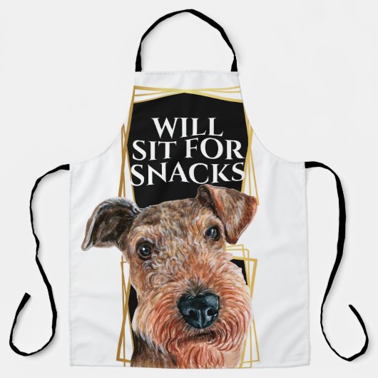 Funny Airedale Terrier Sitzplatz für Snacks Aquare Schürze (Vorderseite)