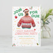 Funny Airedale Terrier Ugly Sweater Xmas Party Einladung (Stehend Vorderseite)