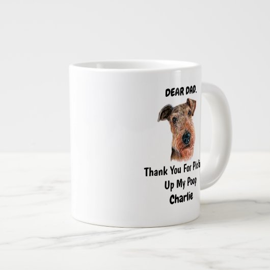 Funny Airedale Terrier Vater Jumbo-Tasse (Vorderseite Rechts)