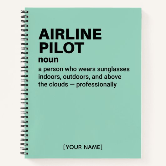 Funny Airline Pilot Definition Geschenk Notizblock (Vorderseite)