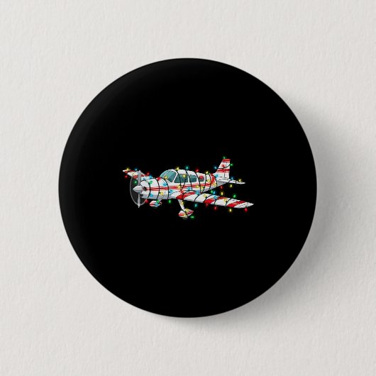 Funny Airplane Christmas Graphics Lights Lover Lon Button (Vorderseite)