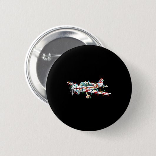 Funny Airplane Christmas Graphics Lights Lover Lon Button (Vorne & Hinten)